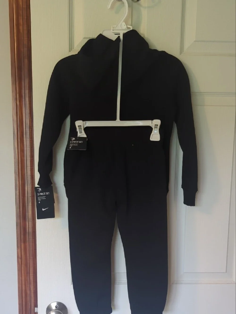 Nike Black Kids Hoodie and Jogger Set with Red Accents